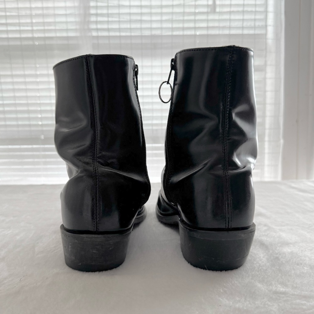 Vintage Men’s Leather Cowboy Ankle Boots Size 8.5 E Black - Picture 5 of 8